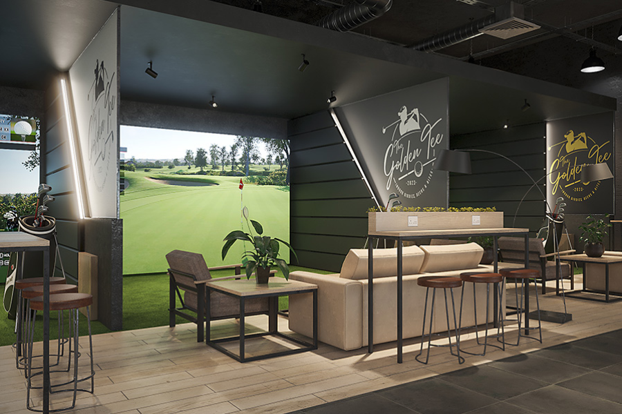 Indoor simulator at The Golden Tee